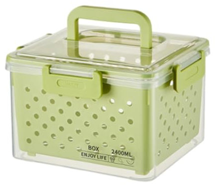 Ronyme Fresh Produce Organizer Box with Colander for Fridge Use, 16x13x12.5cm