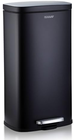 Floordirekt Poubelle de cuisine, noire, 30 l, en acier inoxydable, système de tri sélectif des déchets (Dustin)