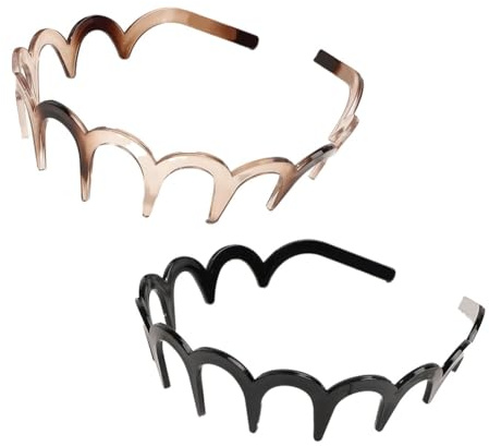 Vändbart sicksack-pannband med tänder för kvinnor, brett halkfritt tjockt mode hårband, hög kran, pannband för flickor hårtillbehör, snyggt hårband för tvätt av ansiktsmakeup (2 st.-B)