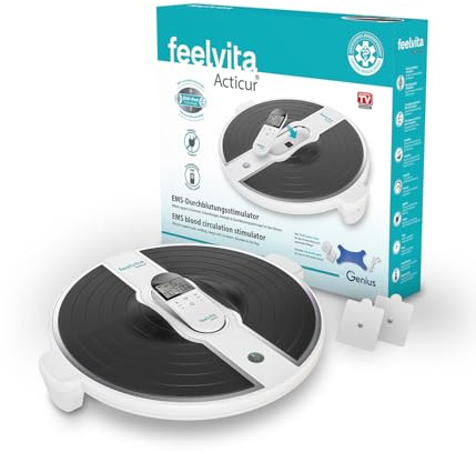 Genius Feelvita Acticur Durchblutung- Stimulator Bein und Fuß 11 tlg, EMS Gerät Füsse elektrisch, TENS Stimulator 2 Elektrodenpads, Durchblutungsförderung, für Neuropathie, Krämpfe, Knie Beinschmerzen