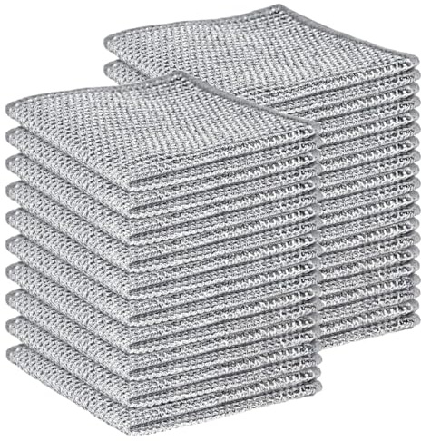 THQAE 20 Pcs Estropajo Aluminio, Estropajo Aluminio, Trapos Limpieza para Suciedad difícil, paños de Limpieza Reutilizables (Doble Capa), estropajos Cocina, paños de Alambre Multiusos