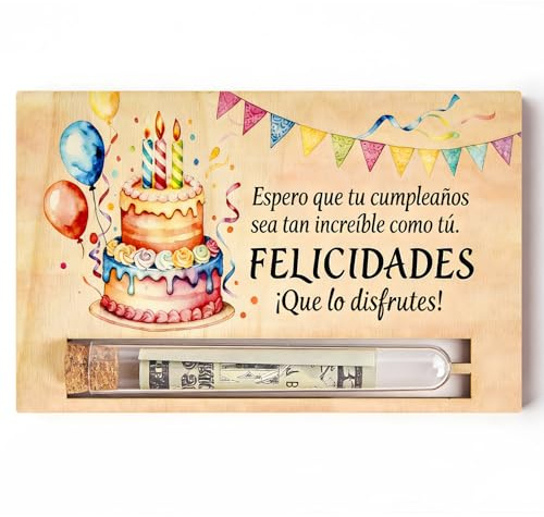 Fantasyon Tarjeta de Cumpleaños de Madera, Regalo de Cumpleaños Original, Regalo Dinero, Forma Original de Regalar Dinero, Tarjeta Felicitacion Cumpleaños, Sobre para Regalo de Dinero (Cumpleaños)