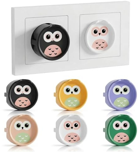 BDEPSTR Protector Enchufes para Bebes, 6 Piezas Cubre Enchufes Bebe, Fundas Decorativas,para Enchufe de Bebés, Cocinas, Baños, Protectores de Enchufe a Prueba de Salpicaduras (B)