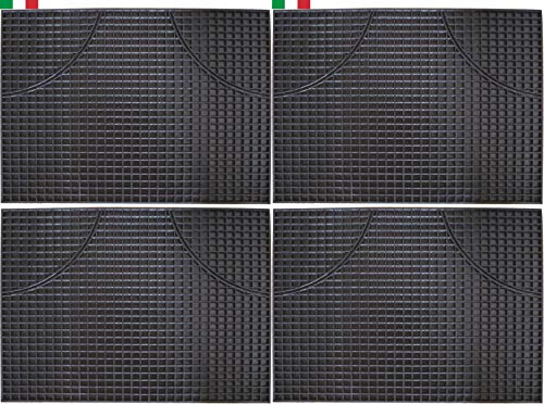 Cenni 33474 Set 4 Tappetini Auto in Gomma Rettangolari 47 x 35, Salva Tappeti Made in Italy
