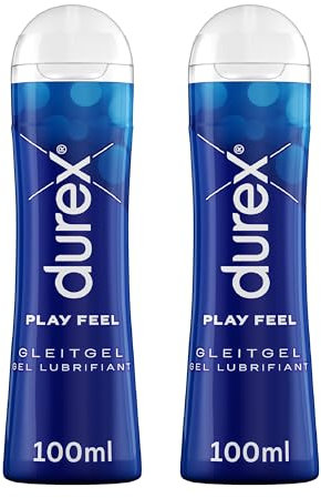 Durex Play Feel Gleitgel – Wasserbasiertes Gleitmittel für angenehme Gleitfähigkeit, sanft & pH-freundlich – 2x100 ml