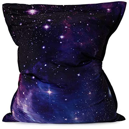 Lumaland Pouf géant de Luxe | Intérieur et extérieur XXL Pouf avec Housse Lavable | 140cm x 180cm | Grand Coussin d'assise | Sac intérieur Rechargeable incluant 380 litres de Billes EPS [Galaxy]