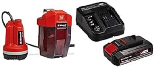 Einhell Bomba de agua clara con batería GE-PP RB Li-Solo Power X-Change (18 V, caudal máx. 3000 l/h, 2 bar, tubo de conexión telescópico sin escalonamiento, con batería 2.5 Ah y cargador)