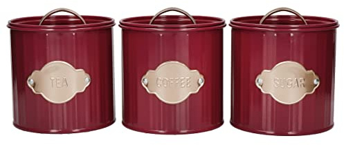 KitchenCraft Vorratsdosen, Burgund, 3 Stück, in Geschenkbox