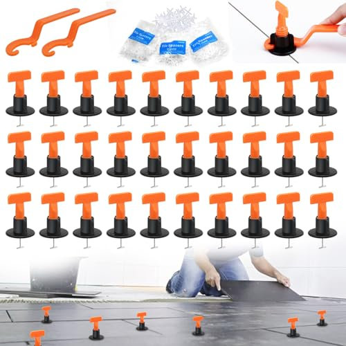 Wkmamo 402 Stück Fliesen Leveler,Wiederverwendbar Fliesen Leveler, Fliesen Nivelliersystem Kit,Fliesen Nivellierer mit speziellem,Für Wand Und Bodenfliesen (402)