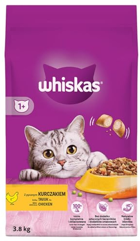 Whiskas Adult 1+ torrfoder med kyckling, torrfoder för katter för vuxna katter 3,8 kg
