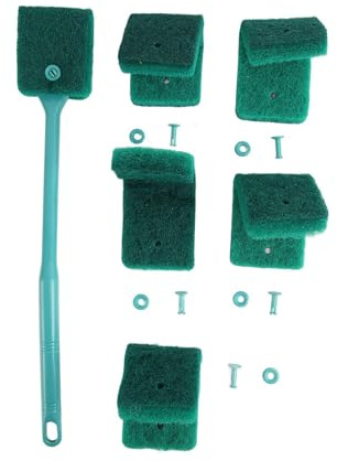 Aquarium Algae Scraper, Double Sided Sponge Brush Cleaner Long Handle Fish Tank Scrubber Sponge Scrubber Cleaner with Hanging Holes(green)
