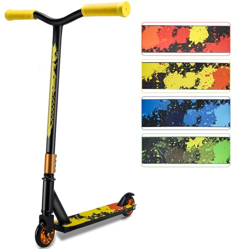 Stunt Scooters - Freestyle 100mm Aluminium Core Wheels & ABEC-7 Trick Scooter for Kids 8 Years and Up Entry Level Scooter for Beginner Boys Girls Teens Adults