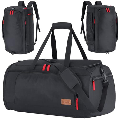 Lifewit 40L Sporttasche Herren, Reisetasche Rucksack mit Schuhfach und Nassfach, Gym Tasche, Wasserdicht Trainingstasche für als Handgepäck auf Flügen, Sport, Fitness, Reisen, Schwarz