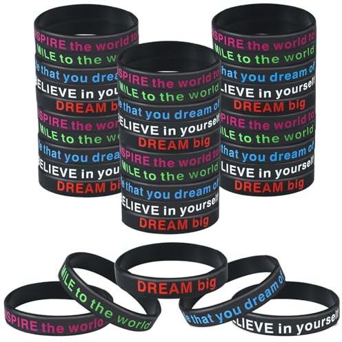 HO-SFSM 30 pezzi Bracciali Motivazionali in Gomma, Silicone Wristbands, stili detti positivi, regali per il collega dello studente dell'adolescente