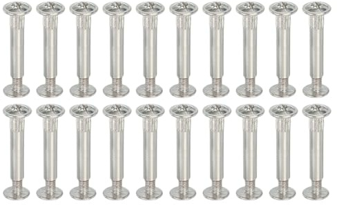 PATIKIL Bindskruvar, 20 set skruvar lämpliga för 5 mm (3/16 tum) håldiameter kvinnlig M5 x 25 mm kolstål, knytbultar, mutter för läder, klippbok, gör-det-själv