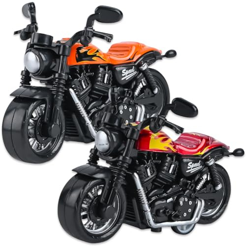 Danbghyuo 2PCS Giocattoli in Lega di Moto,Modello di Moto,Tirare Indietro la Motocicletta,Simulazione Mo-to Giocattolo Per Giochi Educativi Per Bambini,per Bambini Compleanno Natale Halloween Regali
