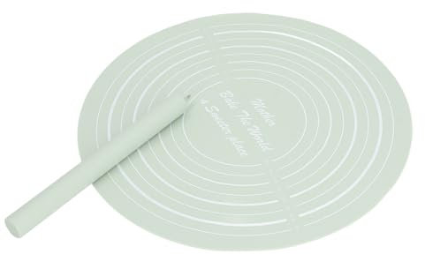 Nikou Degroller-set, silikonkavel med mått, non-stick mjölmatta för hemmakök, grön, inkluderar kavel bakverksmatta och degdyna