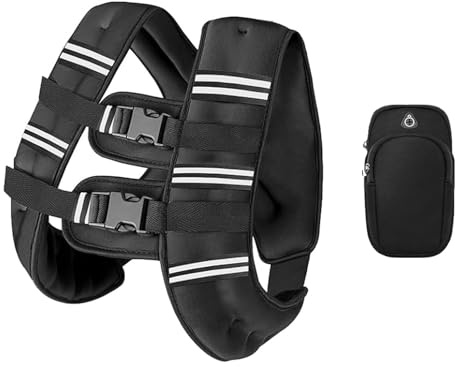 Gewichtsweste herren und frauen, 3.6 kg Gewichtsweste mit Reflektierend Streifen für Laufen, Fitness, Krafttraining,Muskelaufbau,Brustgröße Verstellbar, Praktische Tasche
