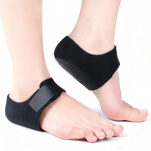 Plantar Fasciitis Gel Heel Protectors, Heel Protectors for Achilles Tendinitis Dry Cracked Pain Relief, Heel Cups for Women Men (Black, L:Women 9.5-13 / Men 8.5-14)