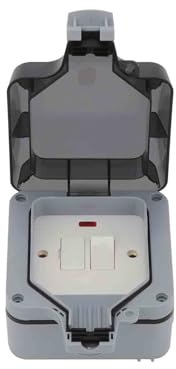 GREENSAPPIRE Outdoor Waterproof Fused Spur Switch IP66 13A Switched Connection Unit with Power Indicator, Heavy Duty Fused Outlet for Garden, Garage, Bathroom, ABS Casing & Pure Copper Core