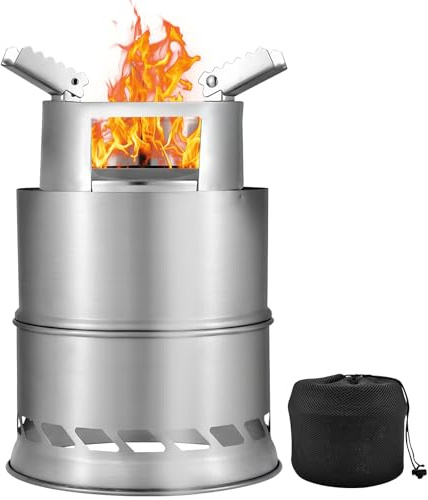 JNUYISW Rauchfreie Feuerstelle, Tragbare Mini Tischkamin aus Edelstahl Betrieben mit Pellets oder Holz Kleine Outdoor Feuerschale Tischfeuer mit Reisetasche für Balkon, Garten, Camping