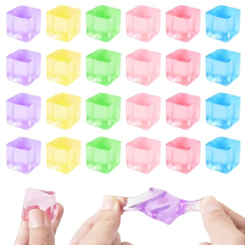 24 Pcs Fidget Stress Balls, Cube Squeeze Sensory Toys, Mini Squishy Fidget Toys for Kids & Adults Ages 3+, Anxiety & Stress Relief, Perfect for Party, Classroom and Birthdays Favors