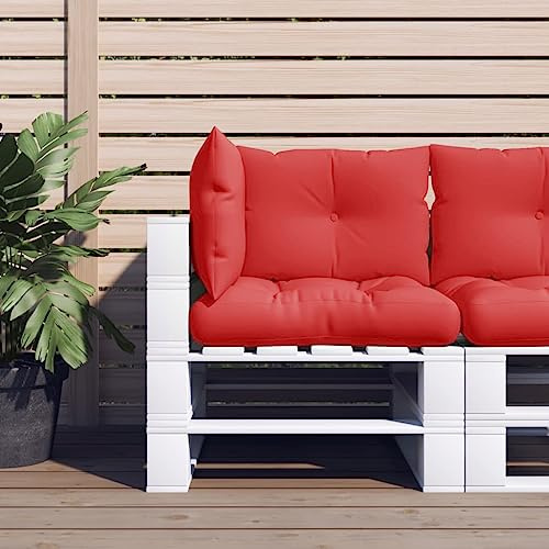 Owoxanthellate Red Outdoor Pallet Cushions Set 3 pcs Water Repellent Polyester Seat 24.2x23.6x3.9 Back 23.6x15x5.1 Side 21.7x15x5.1 for Garden Patio Living Room Balcony Furniture