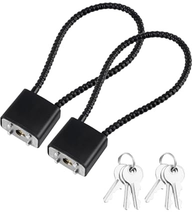 Thapncow Stålreplås, 2 stycken kabellås med nycklar, flexibelt kabellås med nycklar för rullbehållare, cykel, resväska, grind, gymskåp