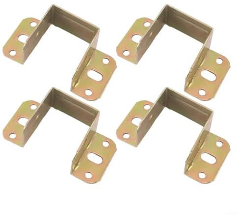 Momfin 4 soportes de soporte de viga de cama en forma de U, bisagra de fijación de metal para cabecero, estribo, seguro para estabilizador, kit de reparación de muebles de bricolaje (35 mm)