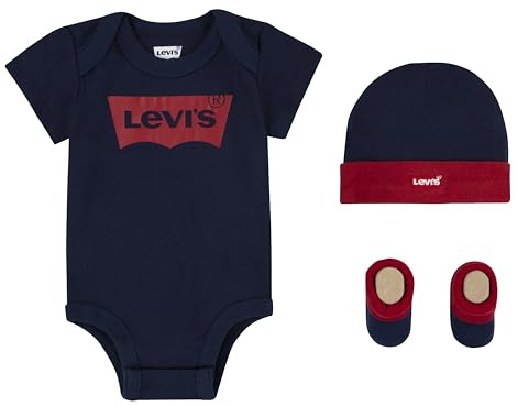 Levi's Kids Classic batwing infant hat bodysuit bootie set 3pc Baby Jungen Pastel Turquoise 0-6 Monate