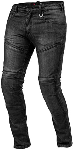 SHIMA Gravel Motorradjeans Herren - Belüftete Skinny Fit Biker Motorradhose Männer mit Kevlar-Verstärkungen, Knie und Hüft Protektoren (Schwarz, 36)