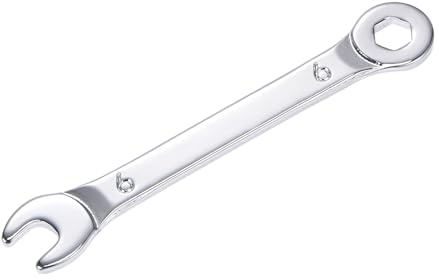 sourcing map Dünn Ring Maulschlüssel mit Offset 6-Punkt Ende und Abgewinkelt Offen 6mm