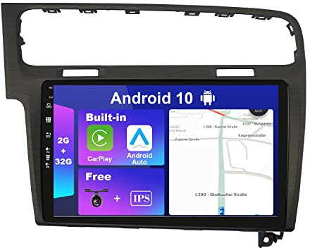 JOYX Android 10 bilradio passar Golf 7 (2013–2018) – [2G+32G] – Inbyggd DSP/Carplay/Android Auto – kamera GRATIS – 10,1 tum 2 Din – stöder rattstyrning 4G WiFi BT DAB fast båt