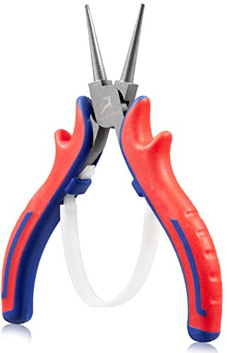 GOLD DEER 5 Mini Pince à Bec Rond Pinces à Bijoux avec Ressort De Rappel, Outils de Fabrication de Bijoux, Serre pour Projet de Fabrication Artisanale de Perles Bricolage