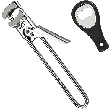 1 apribottiglie regolabile con 1 mini apriscatole, apribottiglie manuale regolabile, apribottiglie in acciaio inossidabile, strumento di presa multifunzione, adatto a vari coperchi (colore argento)