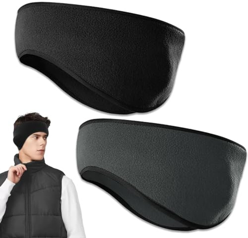 yotutun Cinta de Cabeza Deportiva, 2 Piezas Cinta Orejeras de Forro Polar Stretchy térmica Calentador de Orejas para Hombres Mujeres Diadema Invierno para Correr, esquí, Gimnasio