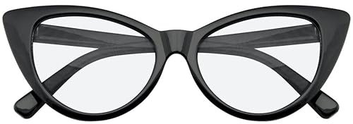 Boolavard Lunettes de Soleil œil de Chat pour Femme, Classiques, Vintage, Pointues et Ailées, Design Rétro (Oeil de Chat - Verres Transparents Noirs)