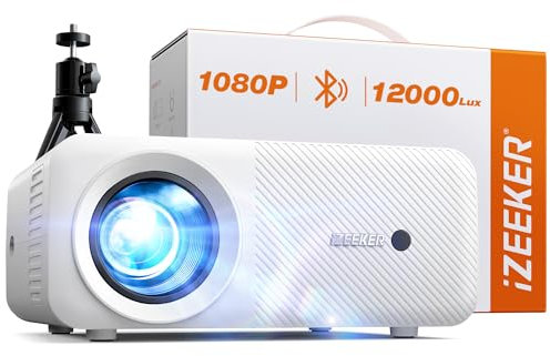 Mini Projector, Bluetooth Portable Projector 13000 Lux Full HD 1080P, iZEEKER Home Theater Movie Projector Compatible with iOS/Android/Tablet/PC/TV Stick/USB (Tripod included)