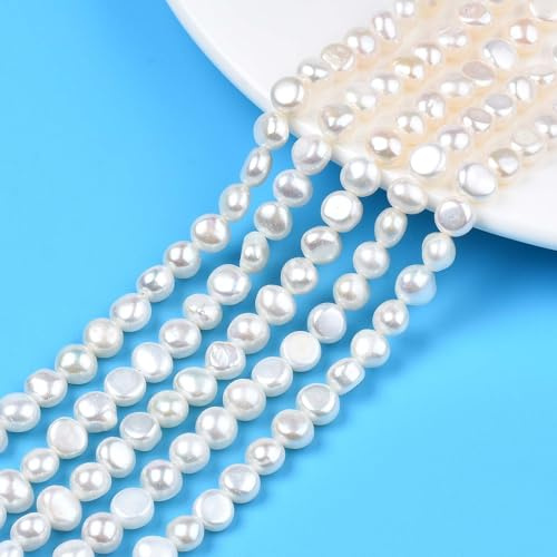 Boutigem - 50 perle naturali coltivate, 7-8 mm, perle d'acqua dolce sfuse per collane estive da spiaggia, braccialetti, creazione di gioielli, fai da te, artigianato