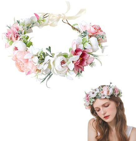 Couronne Fleurs Cheveux, Couronne de Fleurs Fille, Couronne de Fleurs pour Cheveux, Couronne de Fleurs Mariage, Fleur Cheveux Mariage, Couronne de Fleurs pour les Mariages, Fêtes, Festivals, Plages