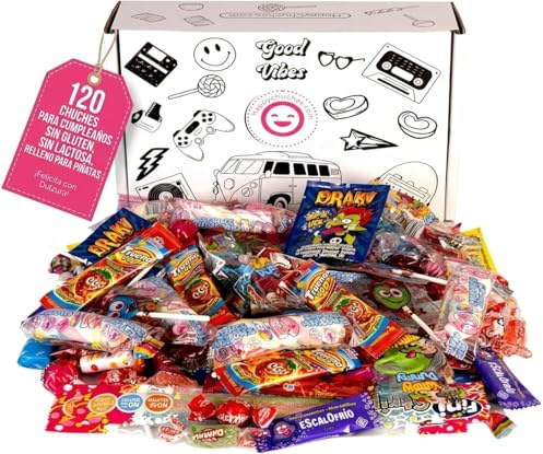 120 Chuches Para Relleno Piñatas Sin Lactosa Sin Gluten Caramelos Variados Para Cumpleaños Infantil Navidad Fiestas Halloween Bolsitas Individuales Golosinas Surtidas Dulces Seguros Para Niños