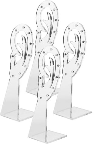 PRETYZOOM Expositor De Pendientes De Acrílico Transparente 4 Piezas Soporte En Forma De Oreja Con 9 Agujeros Base Estable Para Organizar Joyería En Hogar