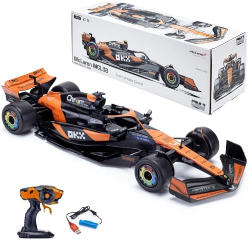 McLaren F1 RC Car MCL38 (1:14 Scale) 2.4GHz Officially Licensed Racing Toy – Lando Norris & Oscar Piastri | Formula 1 Drive To Survive | Includes Rechargeable Battery & USB Charging Cable