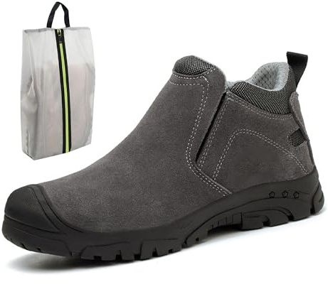 RenDiuJups Botas De Trabajo para Hombres Soldador Zapatos De Seguridad Impermeables Antideslizante Zapatos De Punta De Acero para Mujeres para Soldadores y Trabajos Pesados(C,46 EU)