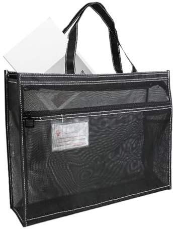 Mesh Art Bag, Mesh Art Bag Handtag, Dragkedja, Tote, Art Organizer, | Supply Organizer för konstverk, affischer, diagram, läromedel, målarböcker, skissböcker, skola, pussel, kosmetika