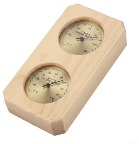 Termometro per sauna 2 in 1, termoigrometro per sauna in legno, termoigrometro doppio da parete ad alta precisione per sauna: temperatura e umidità di precisione (Celsius)
