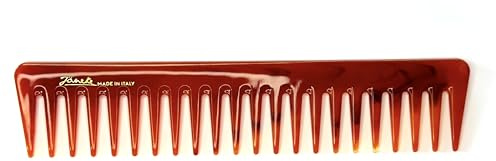 Jäneke Peine de peinado AMBER Supercomb de aprox. 19 cm, peine para mechas, peine de pelo de dientes extragruesos, color ámbar (71 AMB)