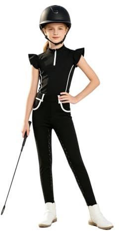 Yiesvsov Fille Pull Mi Fermeture Pour Sport Survêtement Jodhpur Spectacle Noir 9-10 ans