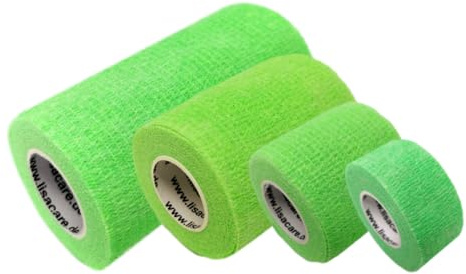 LisaCare NEON Plaster | Cohesive Bandage | Sports Association | Fixation Bandage | self-Adhesive elastically Stretchable | Set of 4-2.5-10cm Wide x 4.5m | Color Selection (neon Green)
