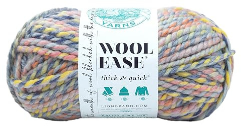 Lion Brand Yarn Wool-Ease Dickes und schnelles Garn, weiches und sperriges Garn zum Stricken, Häkeln und Basteln, 1 Knäuel, Traumfänger